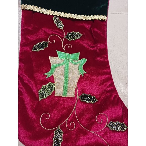 Set of 2 Red Velvet Stockings Christmas Present Christmas Tree - Picture 5 of 5